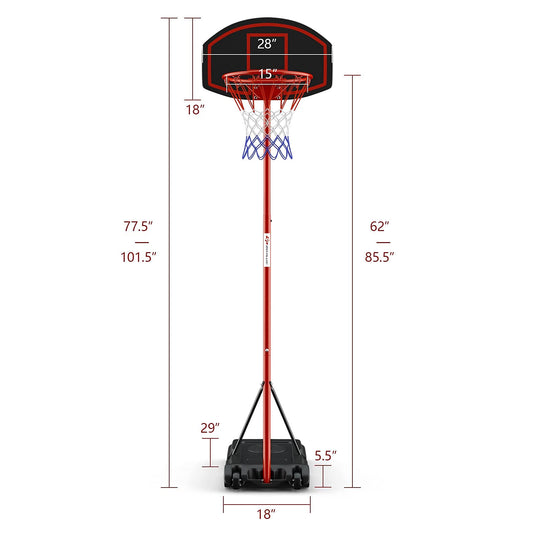 Best Choice Products Kids Height-Adjustable Basketball Hoop, Portable  Backboard System w/ 2 Wheels - Walmart.com